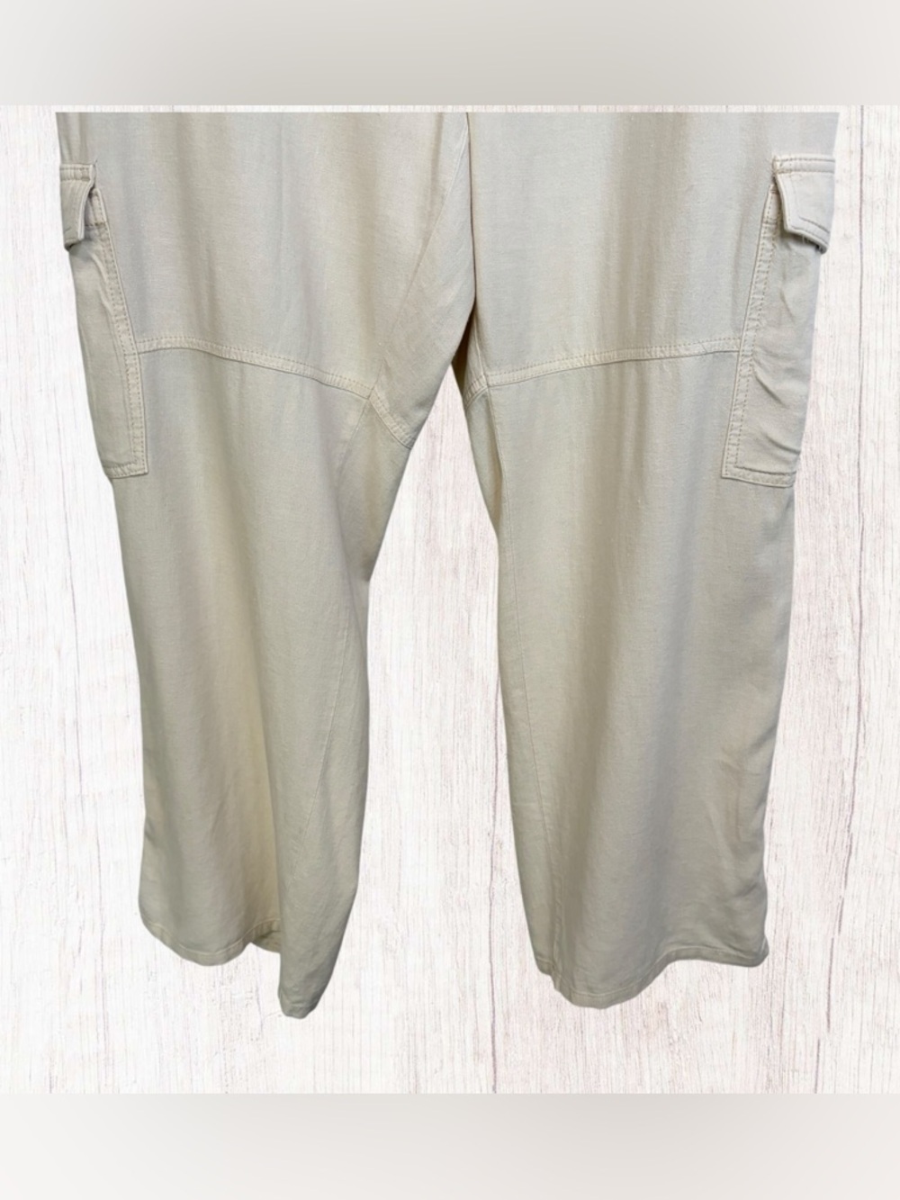 PILCRO Anthropologie Slim Beach Cargo Pants Linen Blend - Picture 6 of 12